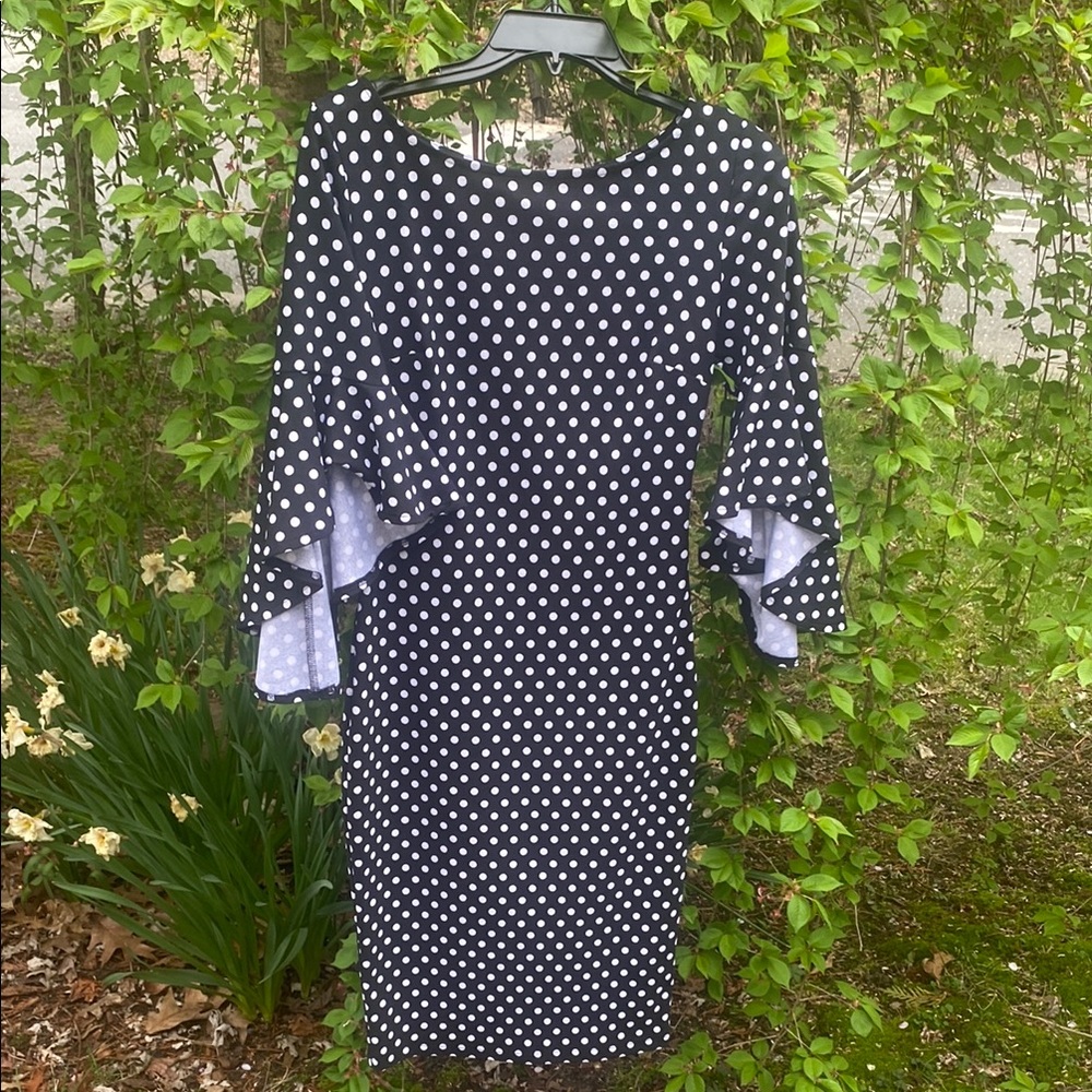 Elegant Black and White Polka Dot Dress